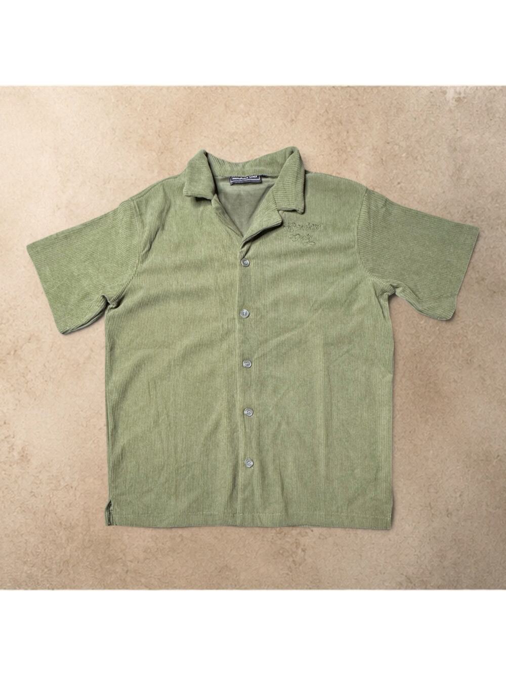 Members Only Corduroy Shirt Mens XL Olive Green Embroidered Button Down NWT